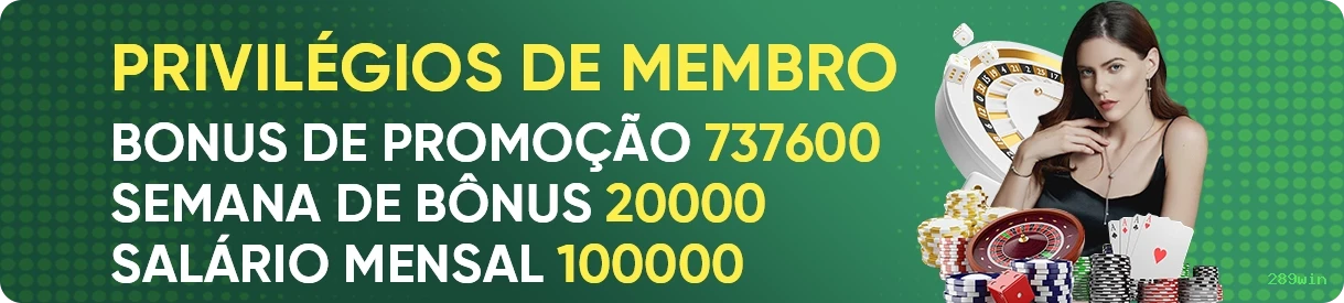 Bônus boas-vindas 289win R$100